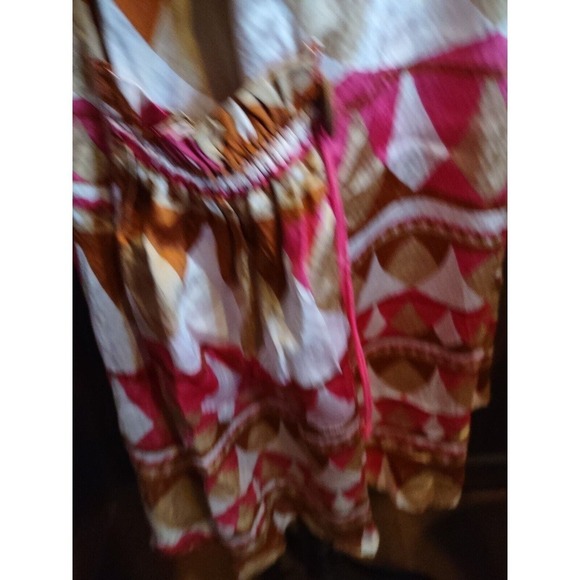 Diane Von Furstenberg Womens Size 4 Slip Sleeveless Mini Dress Pink Brown White - Picture 6 of 8